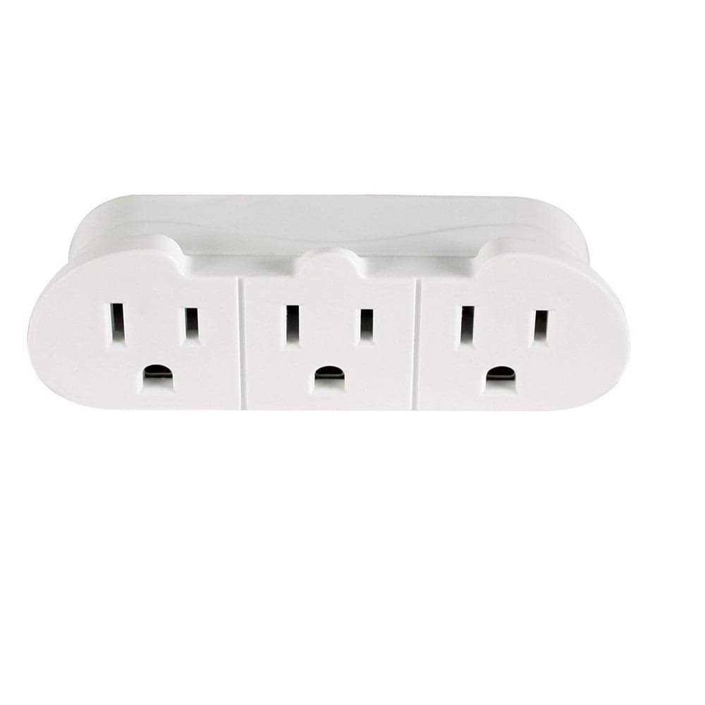 Hyper Tough 3-Outlet Grounded Plug-In Type Wall Tap- White- 1 Each