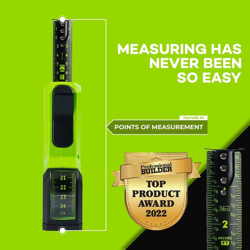 GATORTAPE Precision Top Reading Tape Measure 16ft x 1inch (Scale in inches) Easy & Accurate Internal Measurements