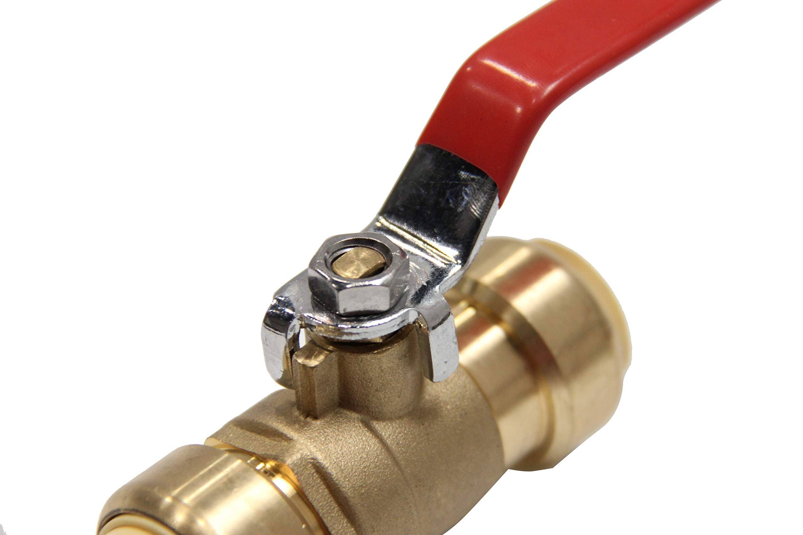 (Pack of 2) EFIELD 1/2 inch Push-Fit Full Port Ball Valve for Hot and Cold Water with A Disconnect Clip,Brass UPC Certified