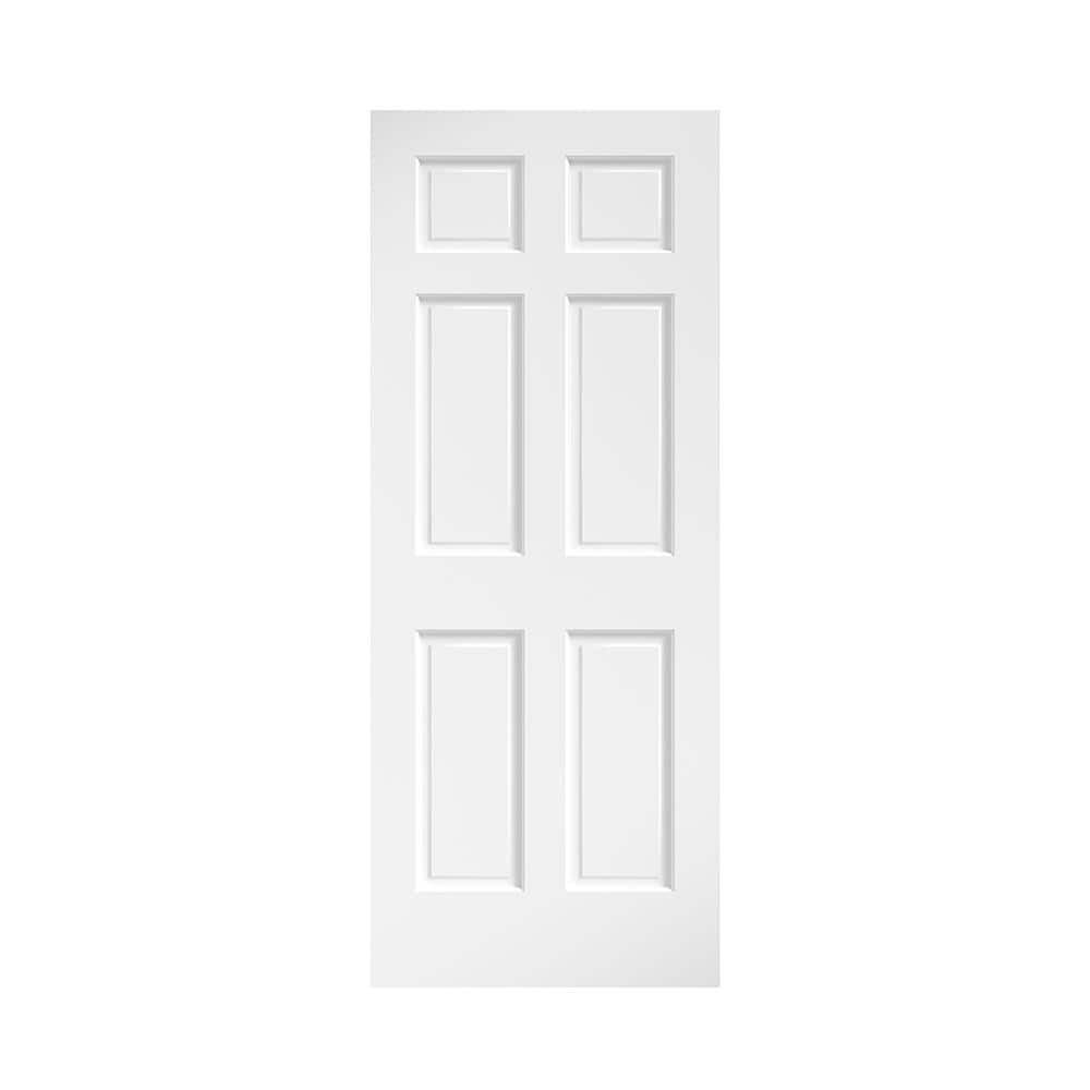 EightDoors 80 inch x 32 inch 6 Panel White Primed Solid Wood Core Door