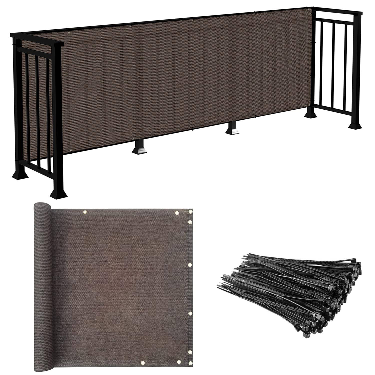 E&K Sunrise 3' x 15' Balcony Privacy Fence Screen Cover with Zip Ties Outdoor Screen Fence UV Protection for Deck Patio Backyard Apartment Pool