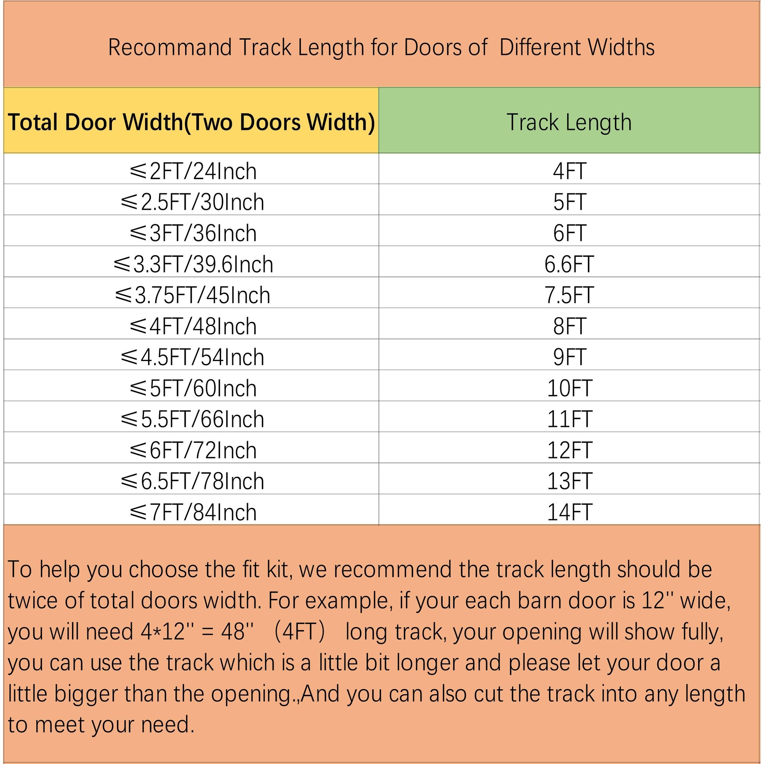 Winsoon 4-14 ft Sliding Barn Door Hardware Track Kit for Double Doors I Style Rollers- 8ft