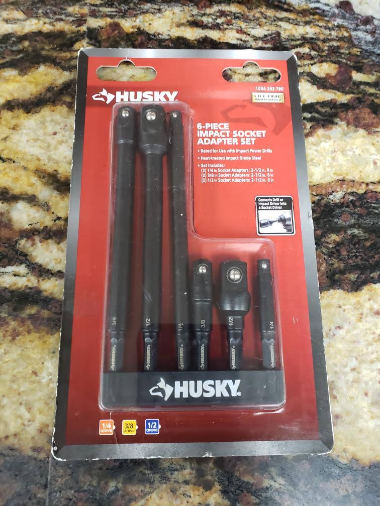 Husky 1/4 in. Drive Impact Driver Socket Adapter Set (6-Piece)