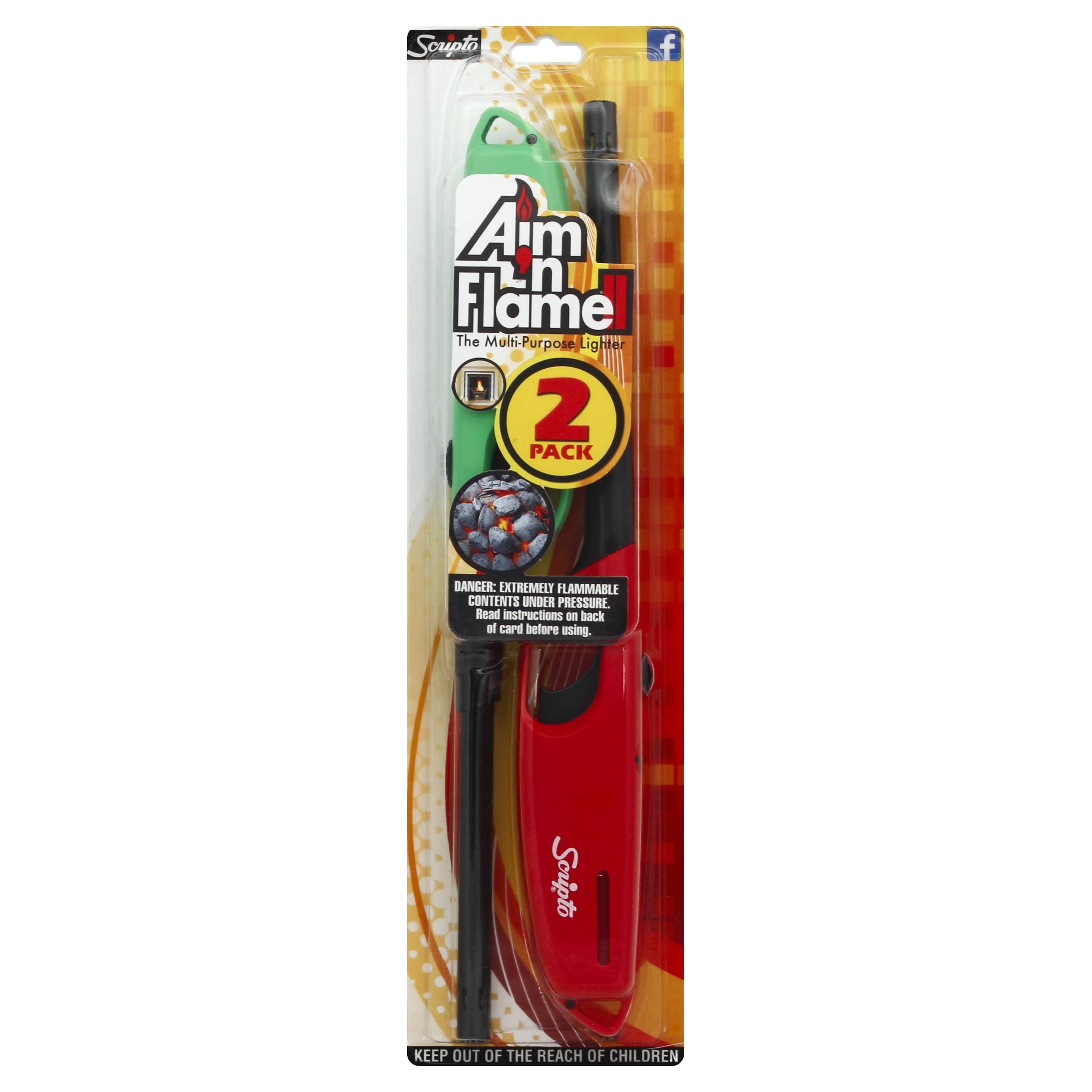 Scripto Lighter, Multi-Purpose, Aim 'n Flame II, 2 Pack- 2 lighter