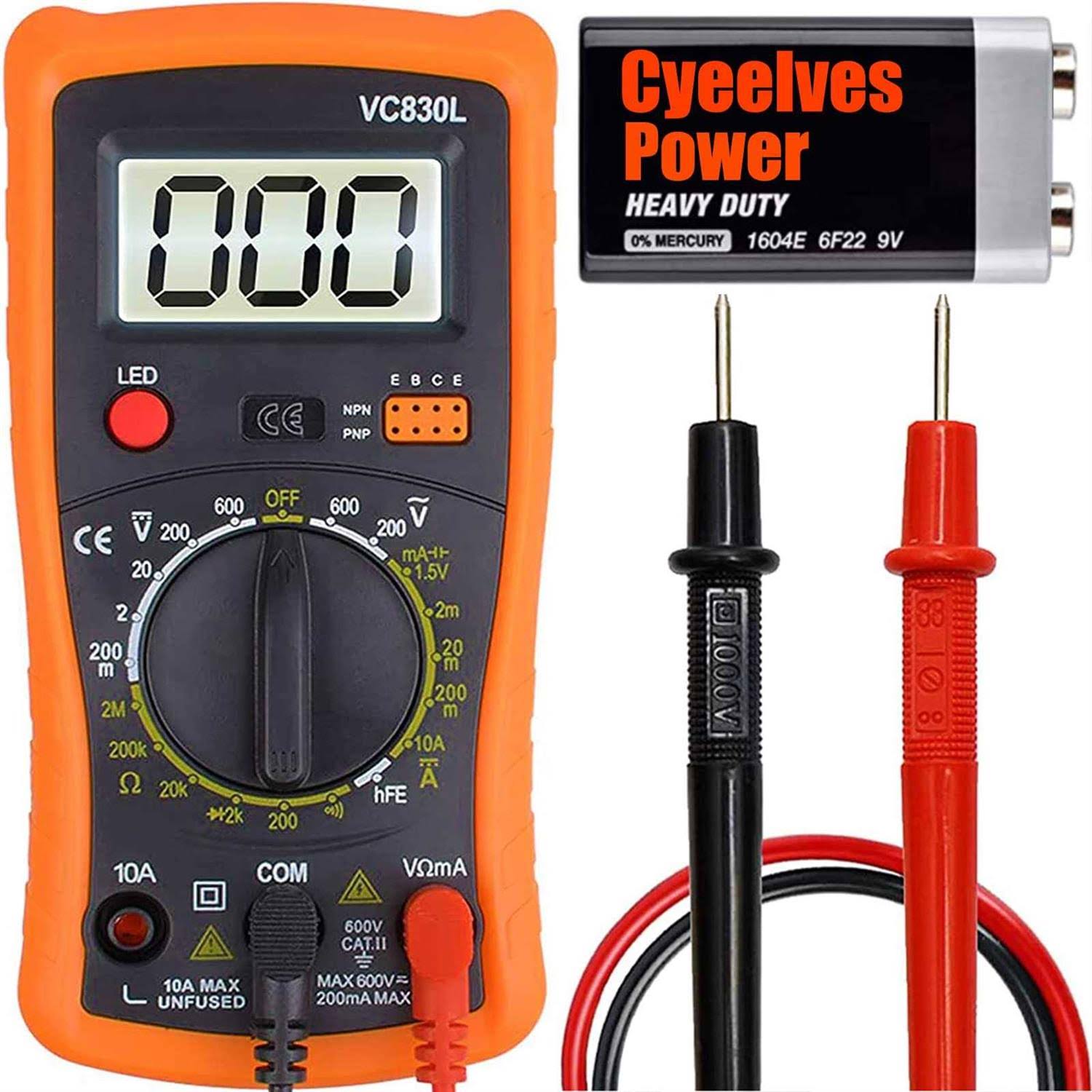 Cyeelves Digital Multimeter, Multimeter with AC DC Voltmeter & Ohm Volt Amp Tester, Multifunction Battery Tester, Pocket Meter with Backlight Tests