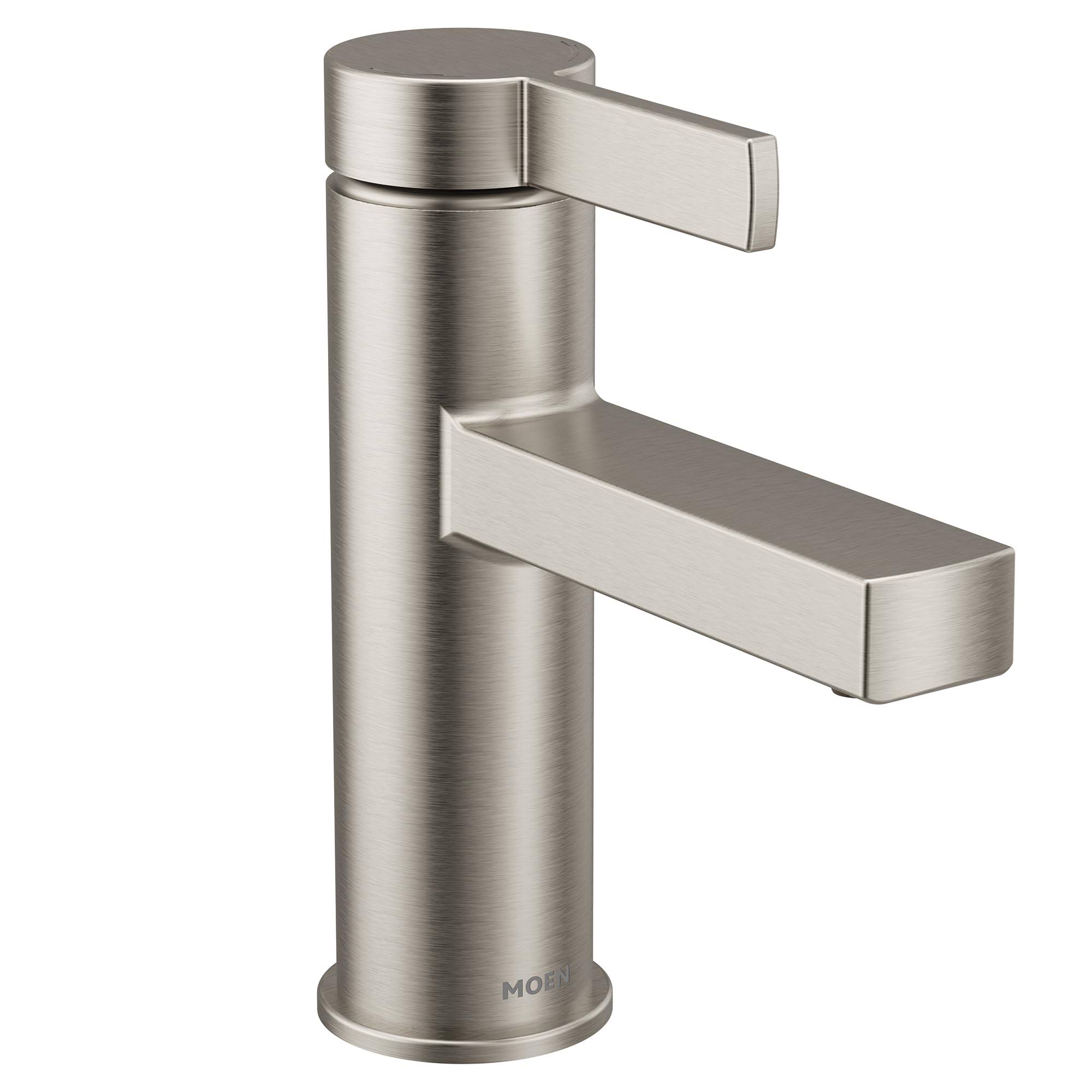 Moen 84774SRN Beric One-Handle Single Hole Centerset Bathroom Faucet with Drain Assembly Finish: Spot Resist Brushed Nickel