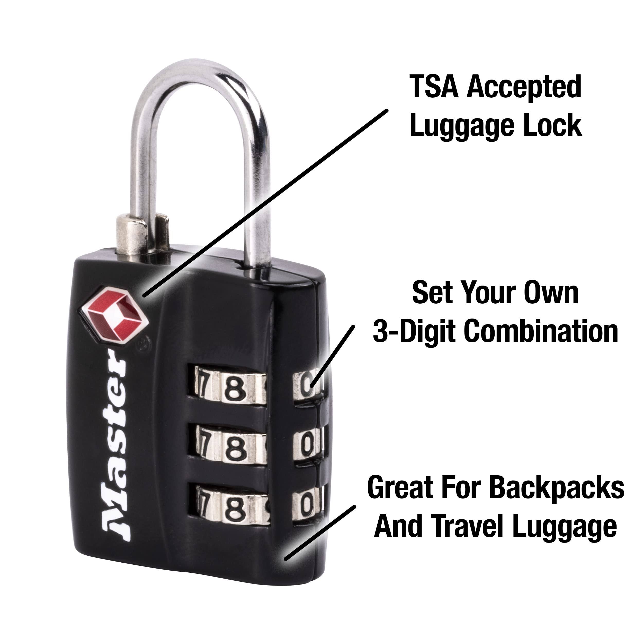 Master Lock Black TSA-Accepted Luggage Padlocks 4680DBLK