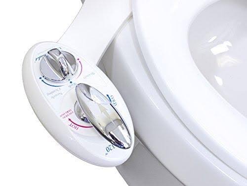 Luxe Bidet Neo 320- Self Cleaning Dual Nozzle- Hot and Cold Water Non-Electric Mechanical Bidet Toilet Attachment (White and White)