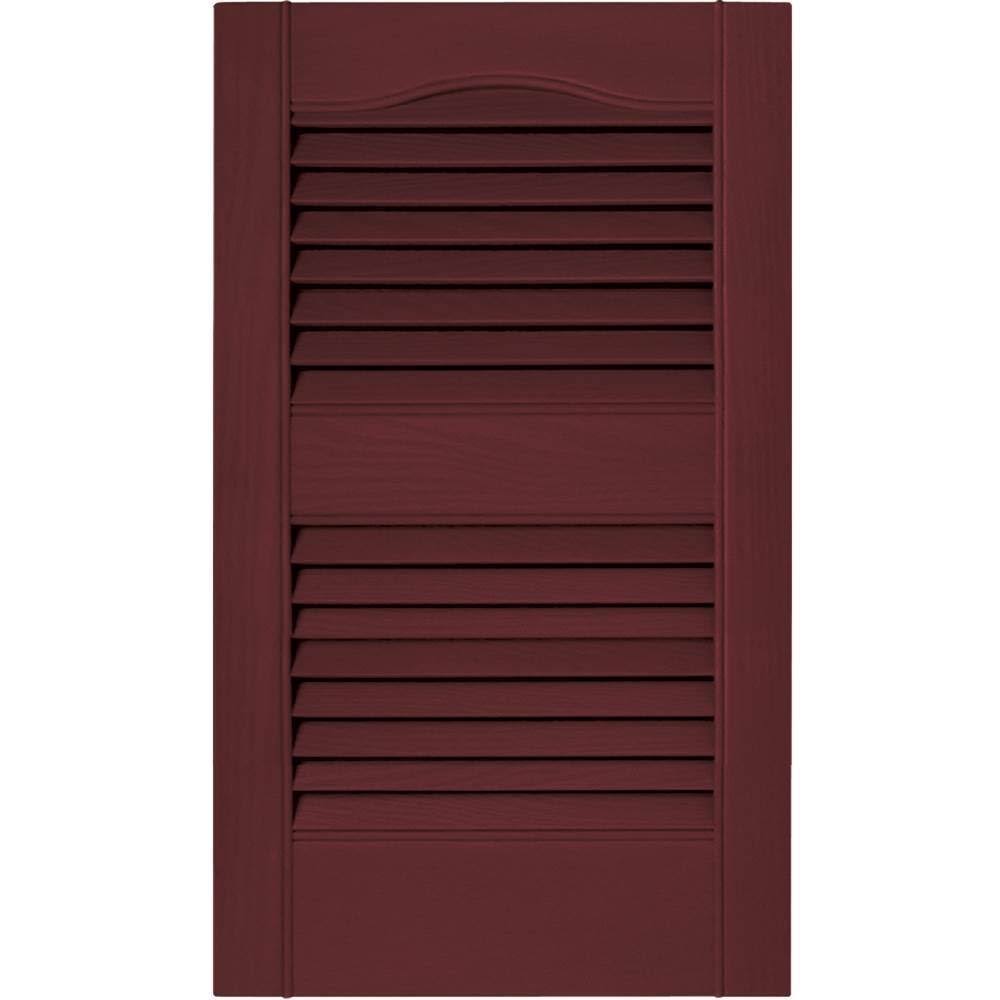 Builders Edge 12 in. x 31 in. Louvered Vinyl Exterior Shutters Pair in Wineberry
