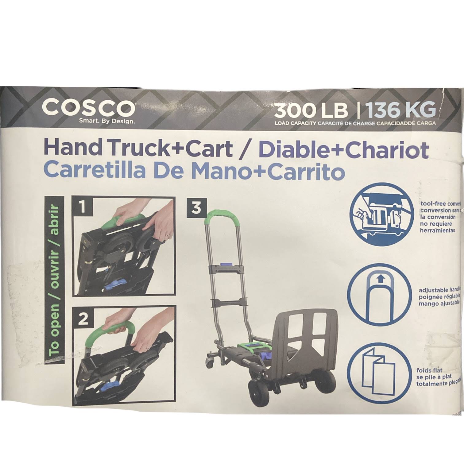 Cosco Folding 2-in-1 Hand Truck, 300 lb. Capacity, Multi-Position