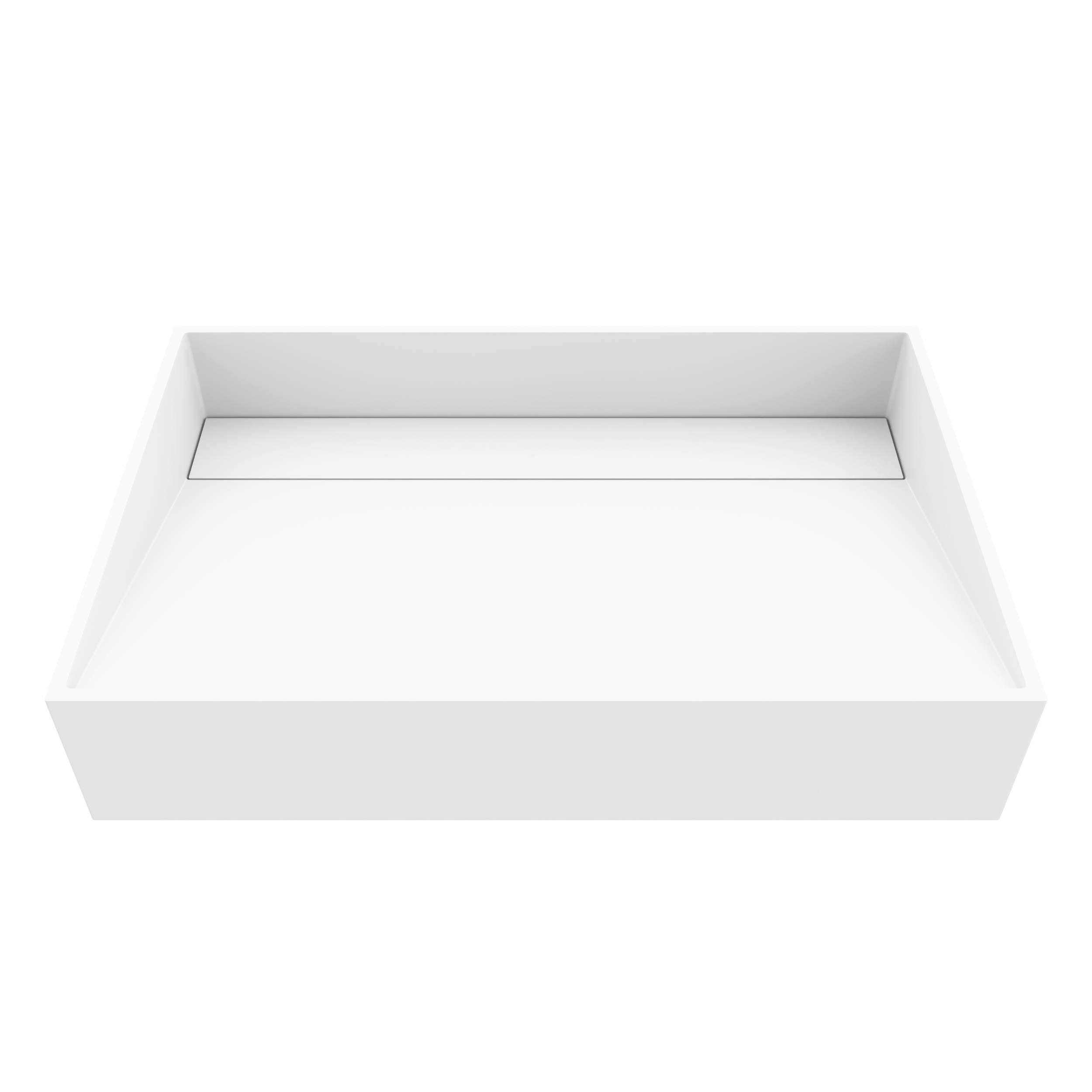 Vigo Vg04028 Starr 15-1/8 inch Rectangular Matte Stone Vessel Bathroom Sink- White