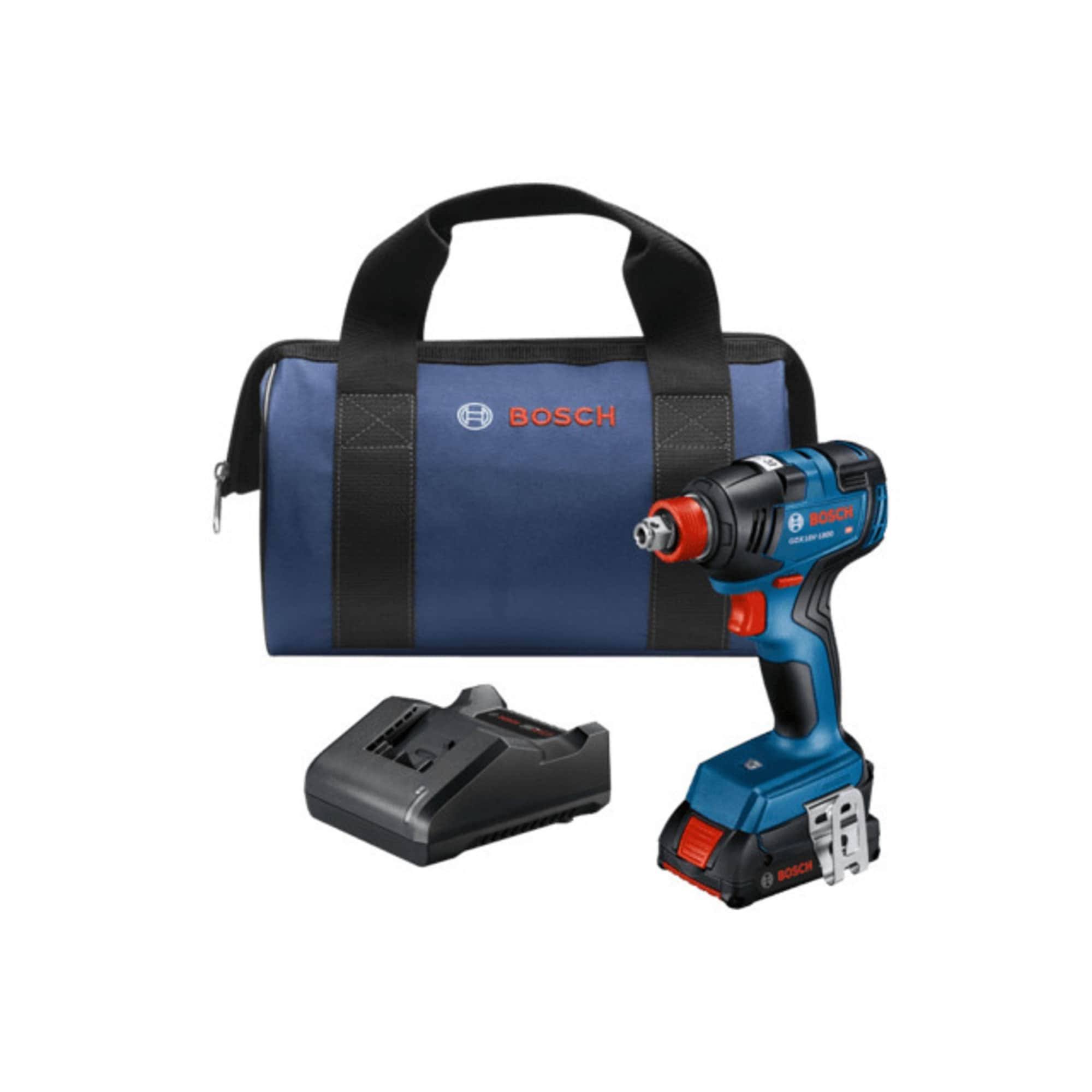 Bosch GDX18V-1800B12-RT 18V EC Brushless Lithium-Ion 1/4 in. and 1/2 in. Cordless 2-in-1 Bit/Socket Impact Driver Kit (2 Ah)