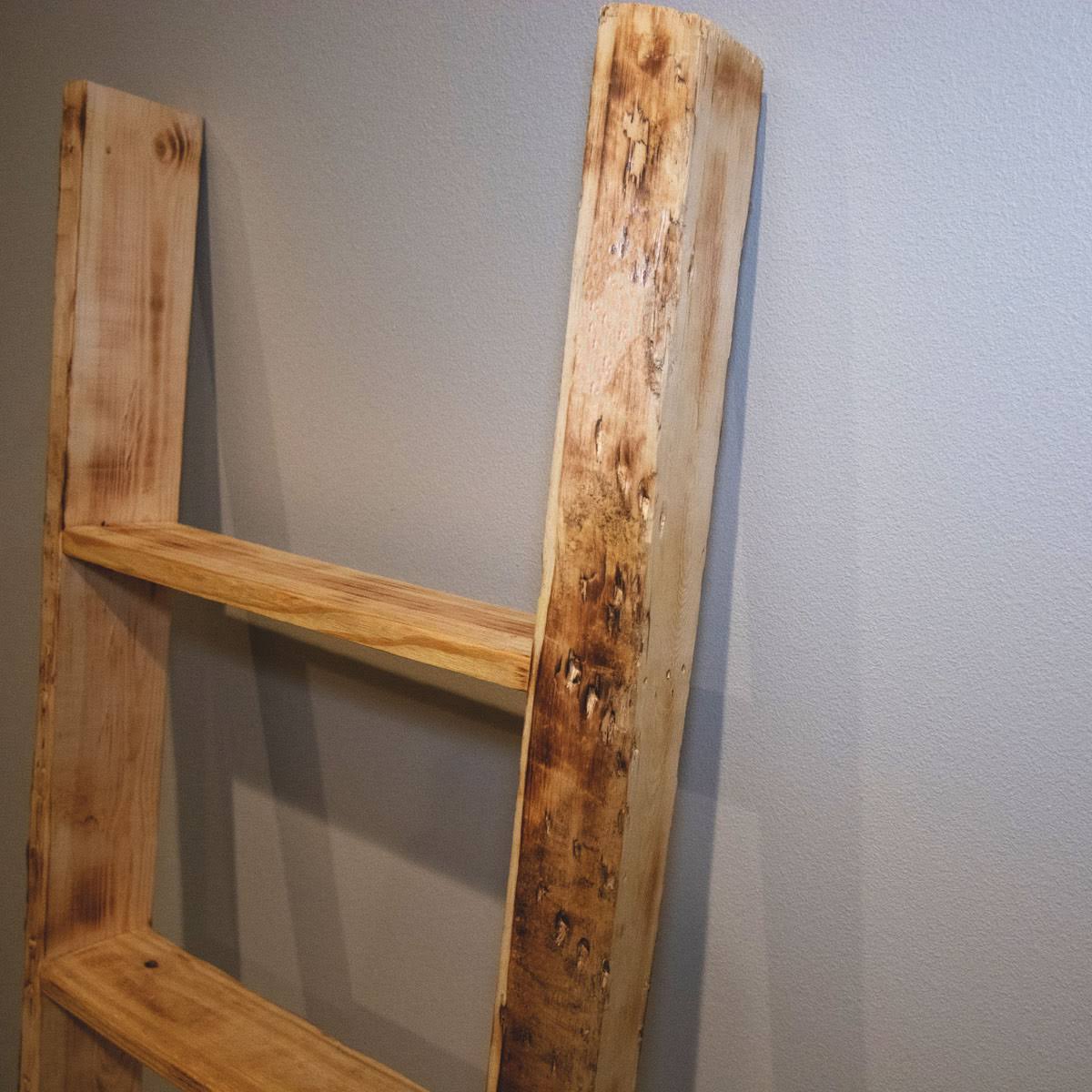 Ekena Millwork 15 in. x 60 in. x 3 1/2 in. Barnwood Decor Collection Natural Barnwood Vintage Farmhouse 4-Rung Ladder