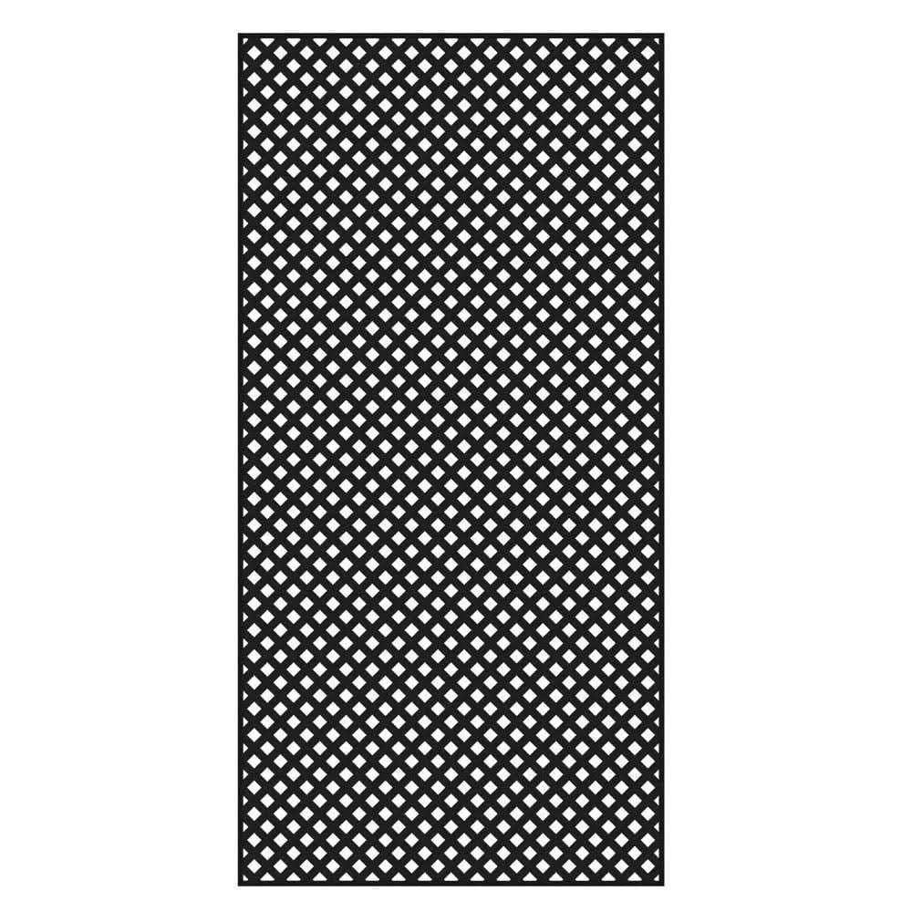 4 ft. x 8 ft. Black Privacy Diamond Vinyl Lattice- Framed