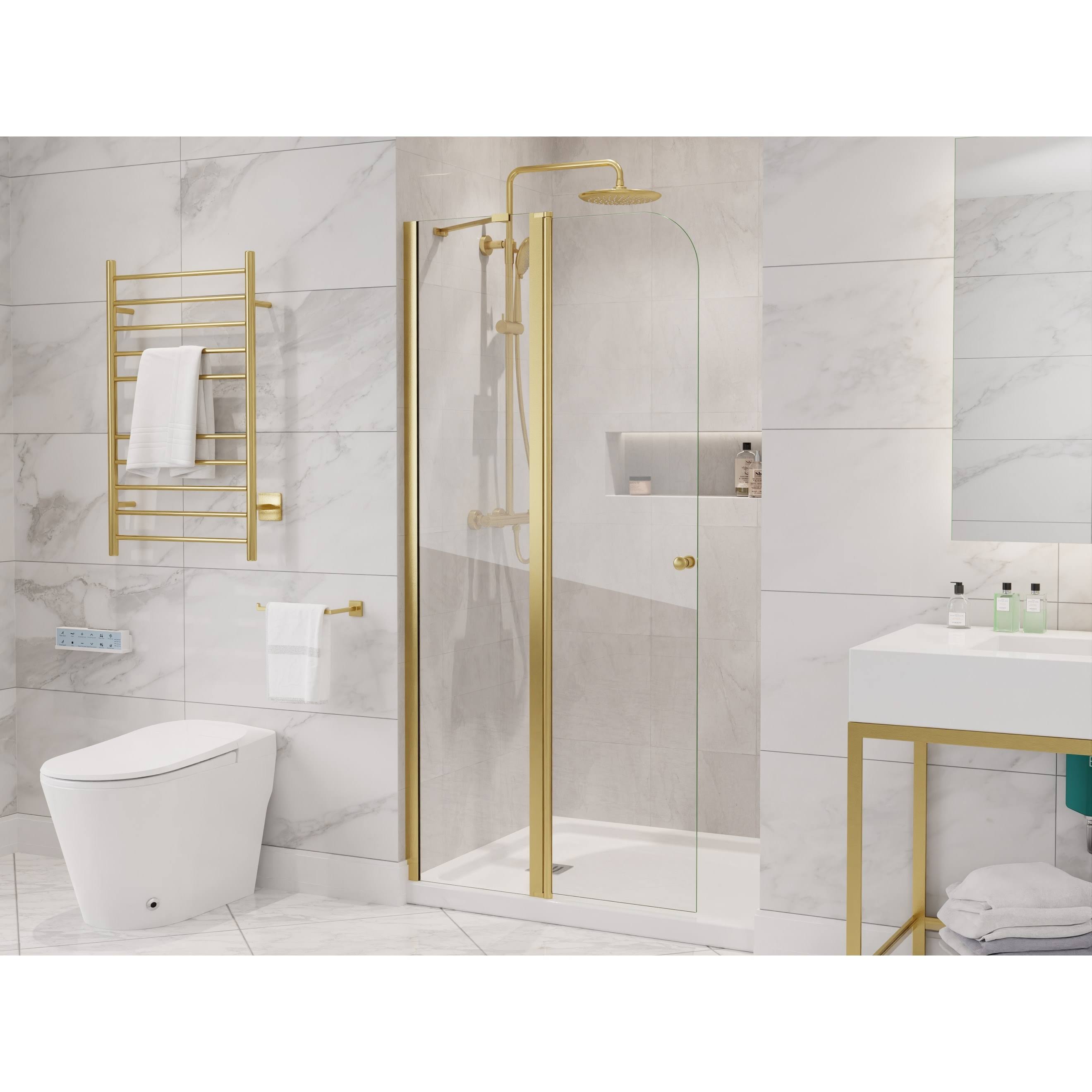 Anzzi Romance 72-In. x 33.5-in. Frameless Swinging Shower Door in Brushed Gold