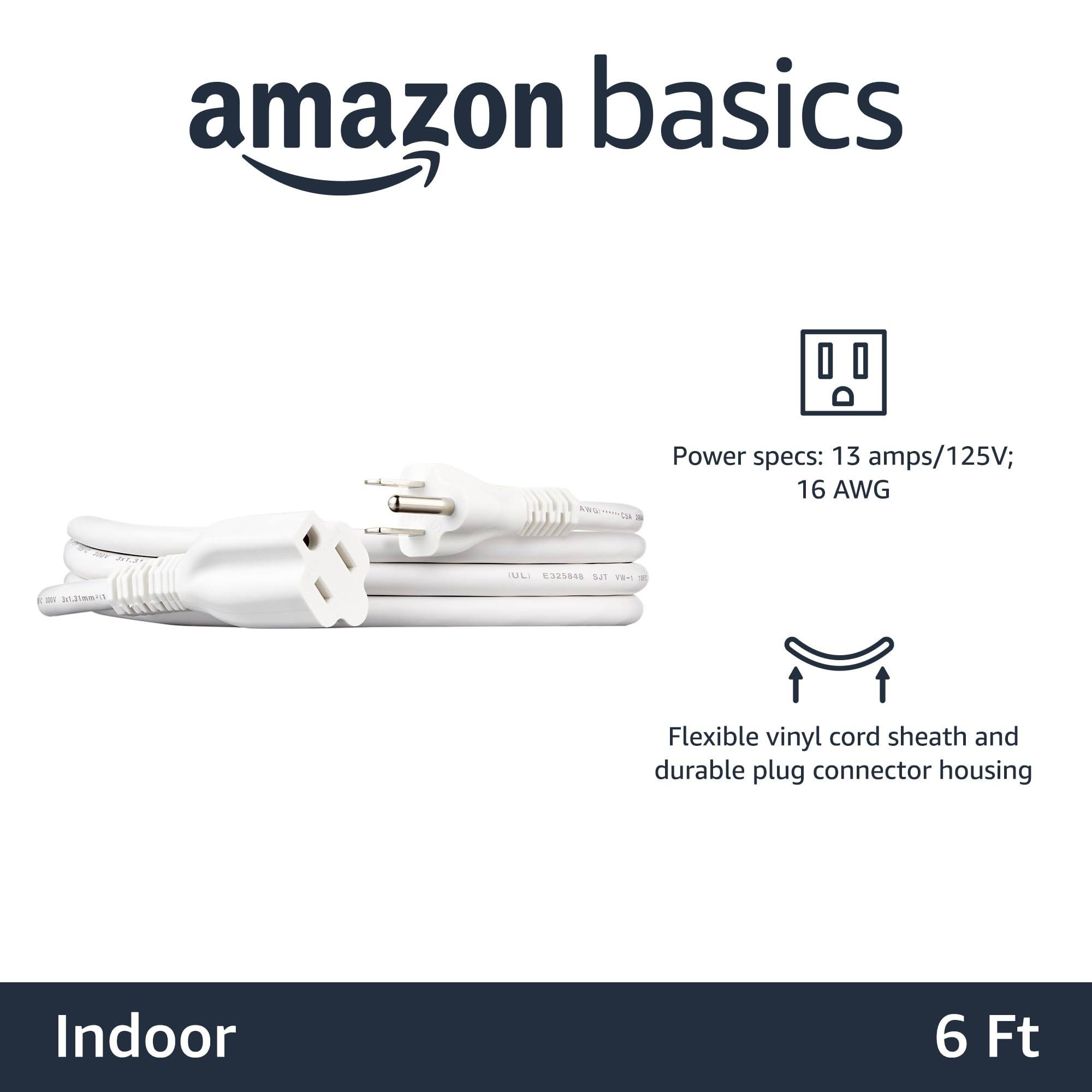Basics Extension Cord- 6-Foot, White