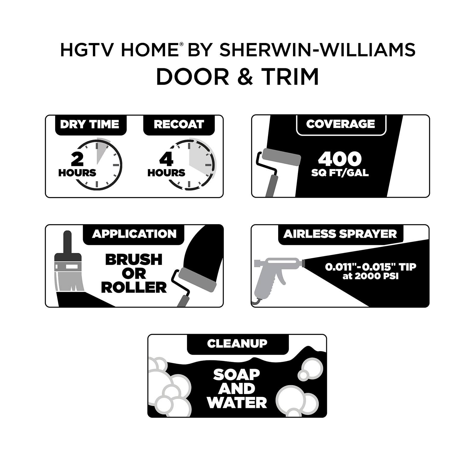 HGTV Home by Sherwin-Williams Semi-Gloss Ultra White Acrylic Interior/Exterior Door and Trim Paint (1-Gallon) | DT4664336-16