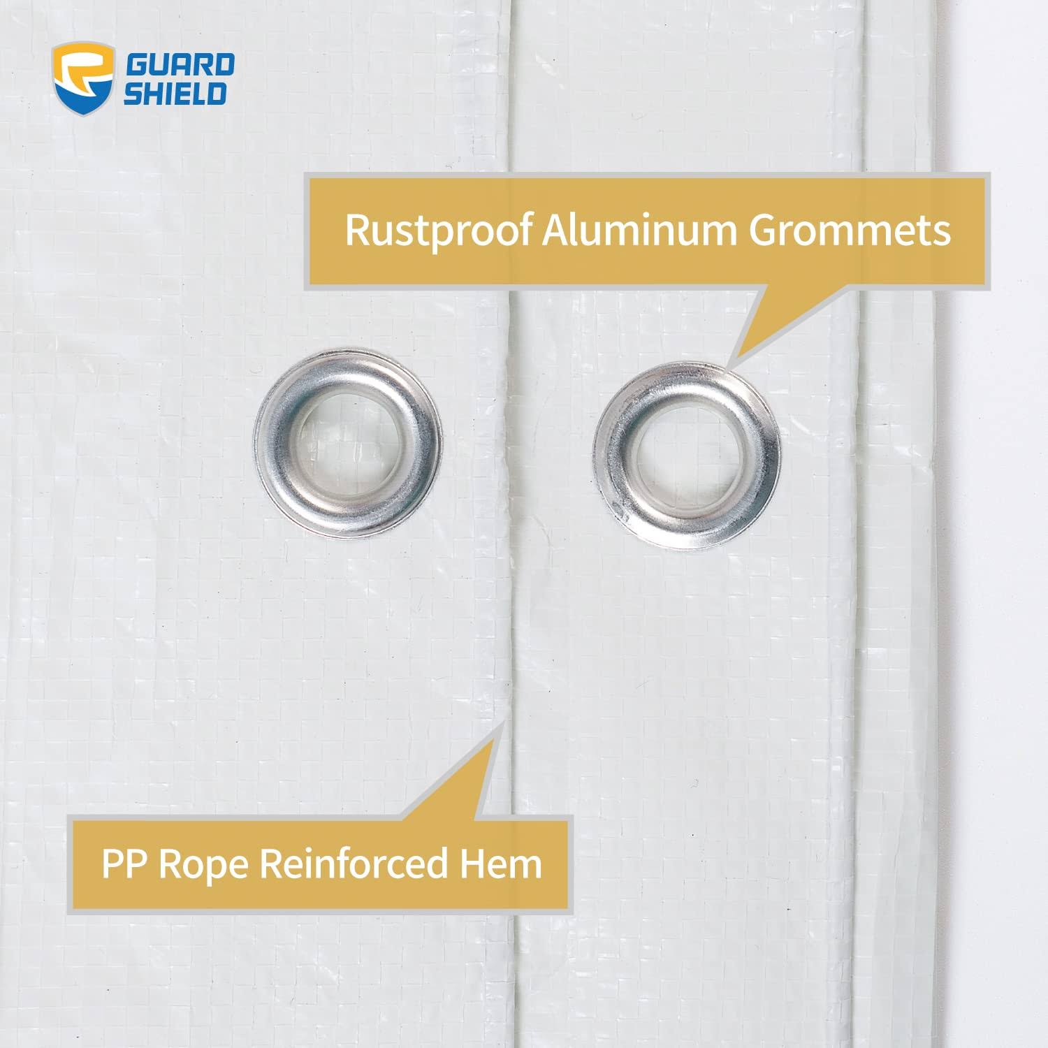 Guard Shield White Tarp Waterproof 20x20 Feet Medium Duty All Purpose Poly Tarps Cover 7mil