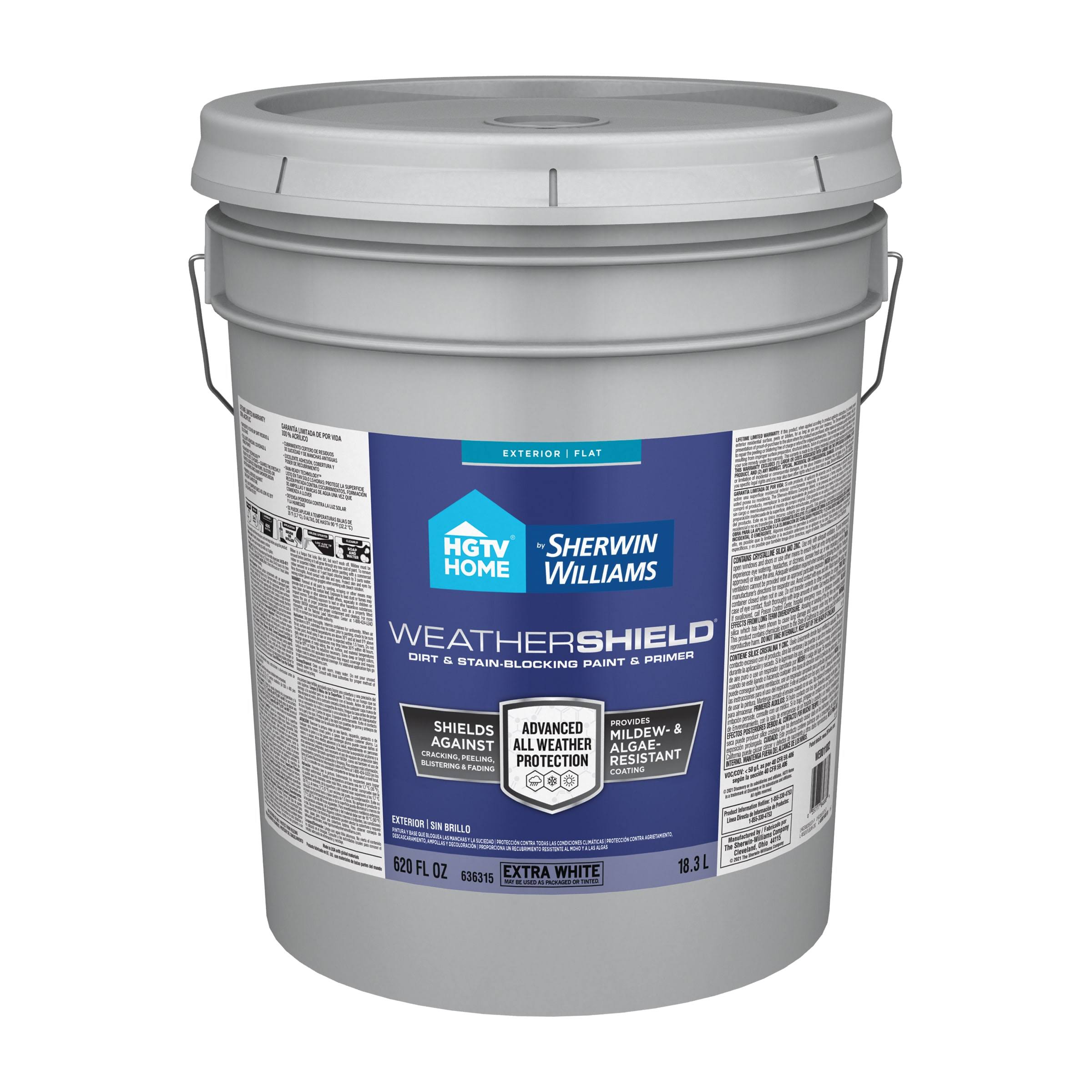 HGTV Home by Sherwin-Williams Weathershield Extra White Flat Exterior Tintable Paint (5-Gallon) | WE0011002-20