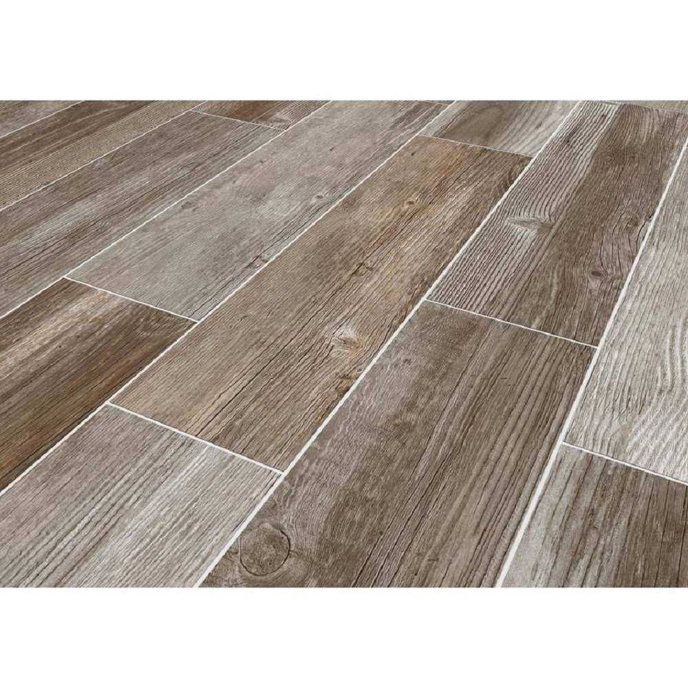 Style Selections Woods French Gray 6-in x 24-in Glazed Porcelain Wood Look Floor Tile