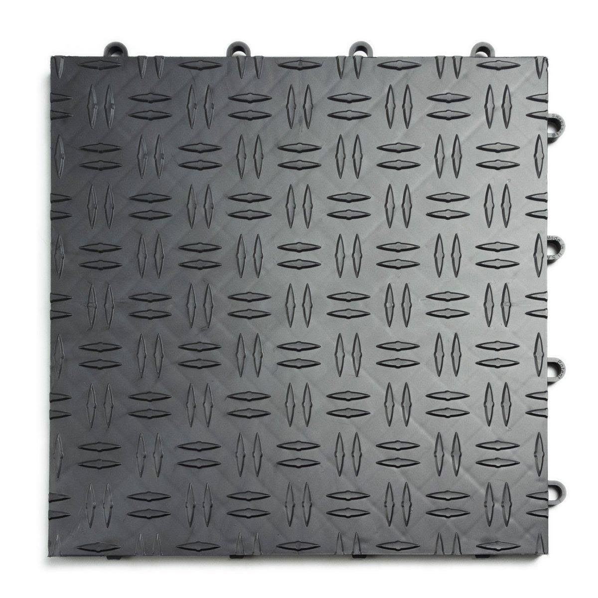 GarageTrac Diamond Durable Interlocking Modular Garage Flooring Tile (48 Pack) Graphite