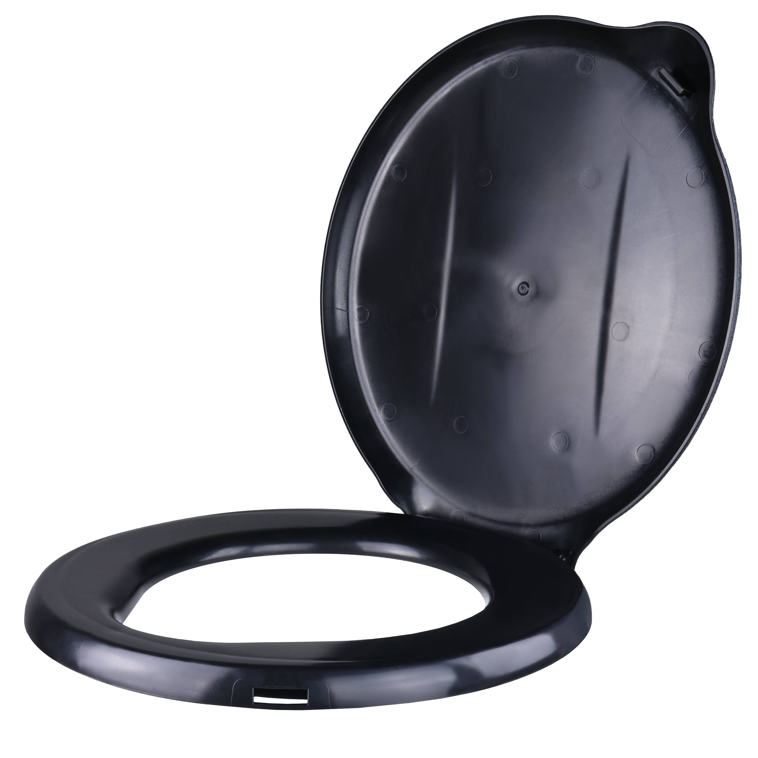 Ozark Black Trail Portable Outdoor Snap on Toilet Seat Cover with Folding Lid