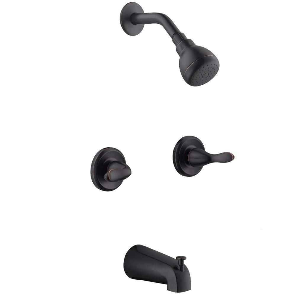 Glacier Bay 1002 210 046 Constructor 2-Handle 1-Spray Tub and Shower Faucet in Bronze (Valve Included)