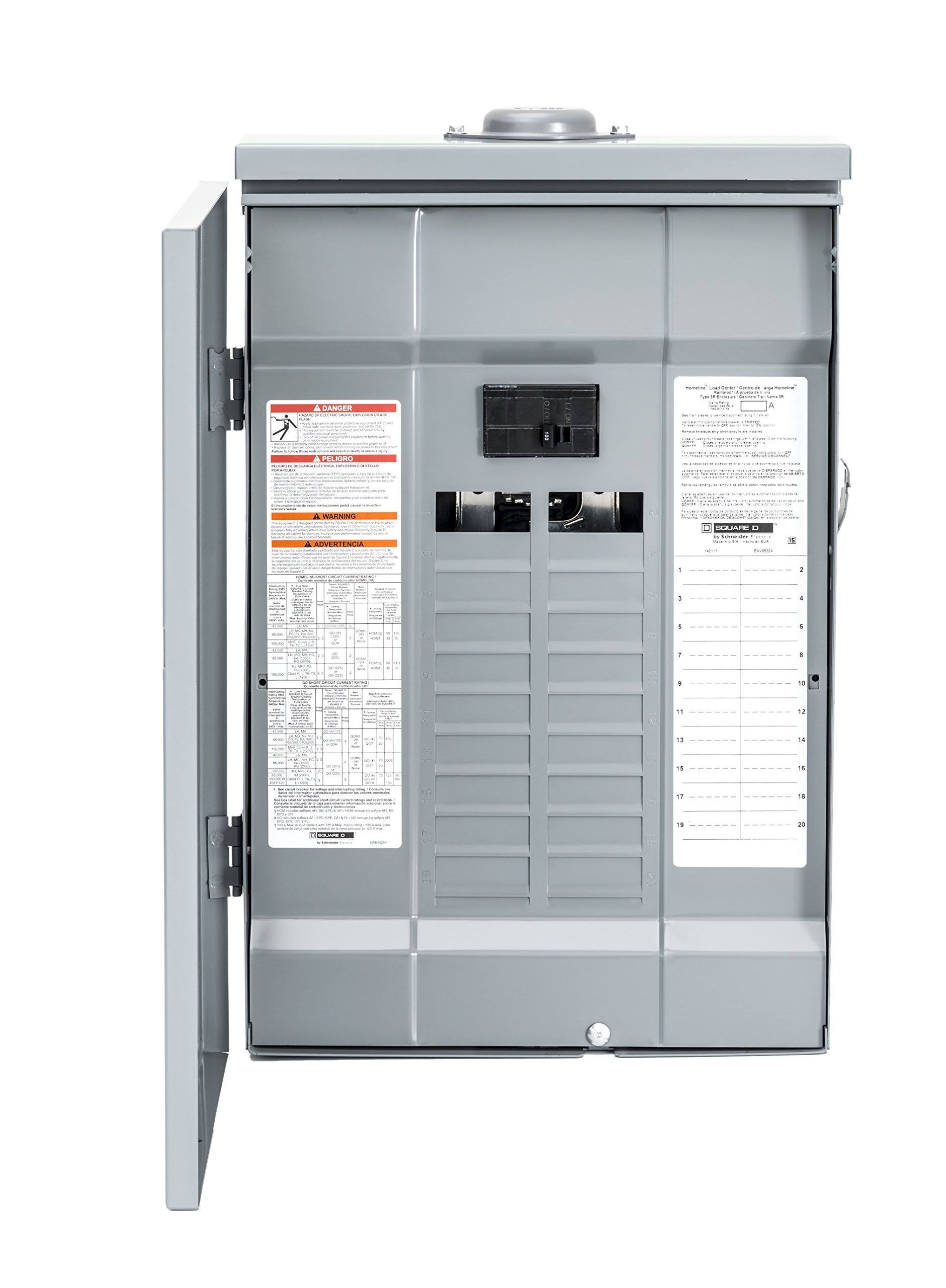 Square D Hom2040m100prb Homeline Outdoor Main Breaker Load Center