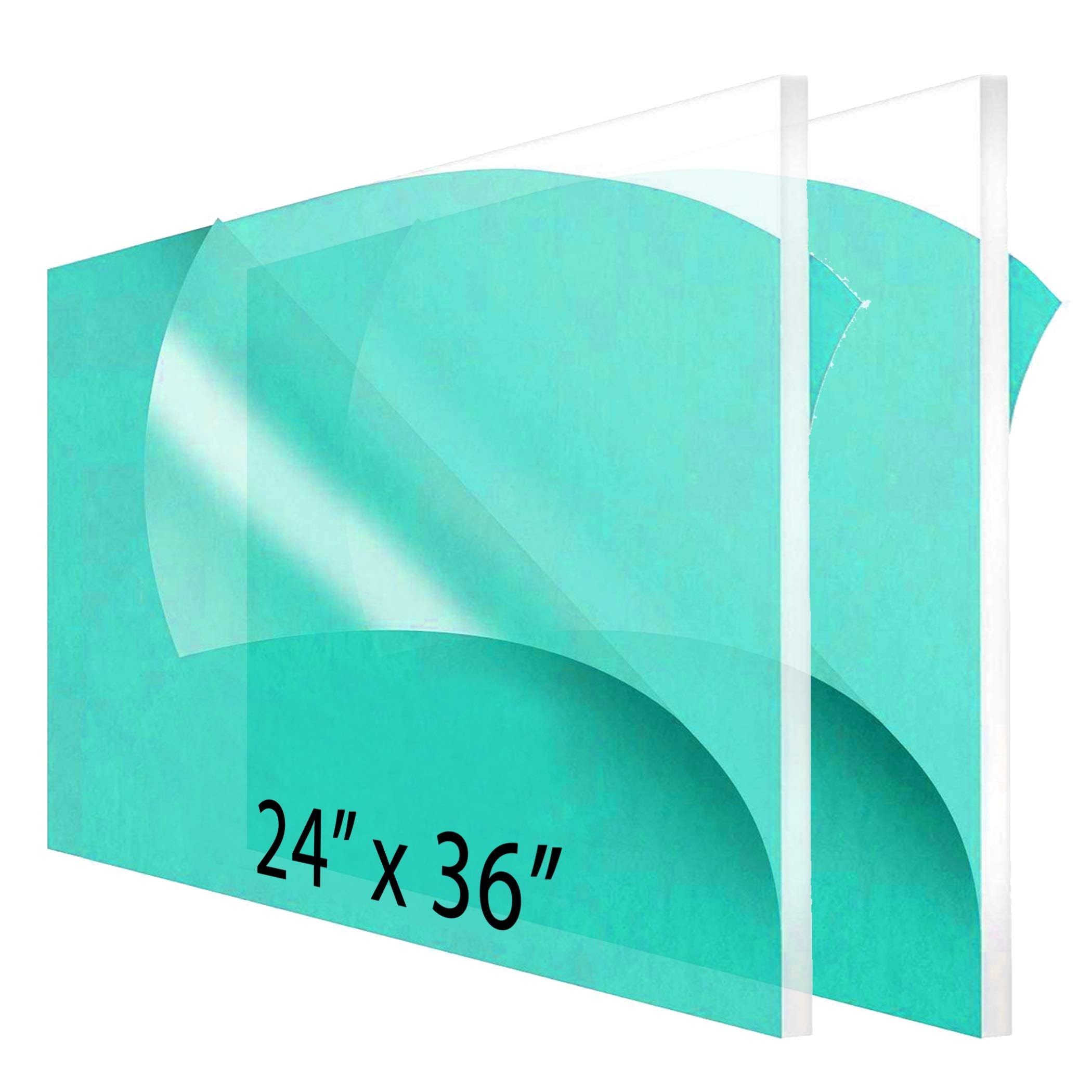 2-Pack 24 x 36A Clear Acrylic Sheet Plexiglass- 14A Thick Use for Craft Projects, Signs, Sneeze Guard and More Cut with Cricut, Laser, Saw or Hand