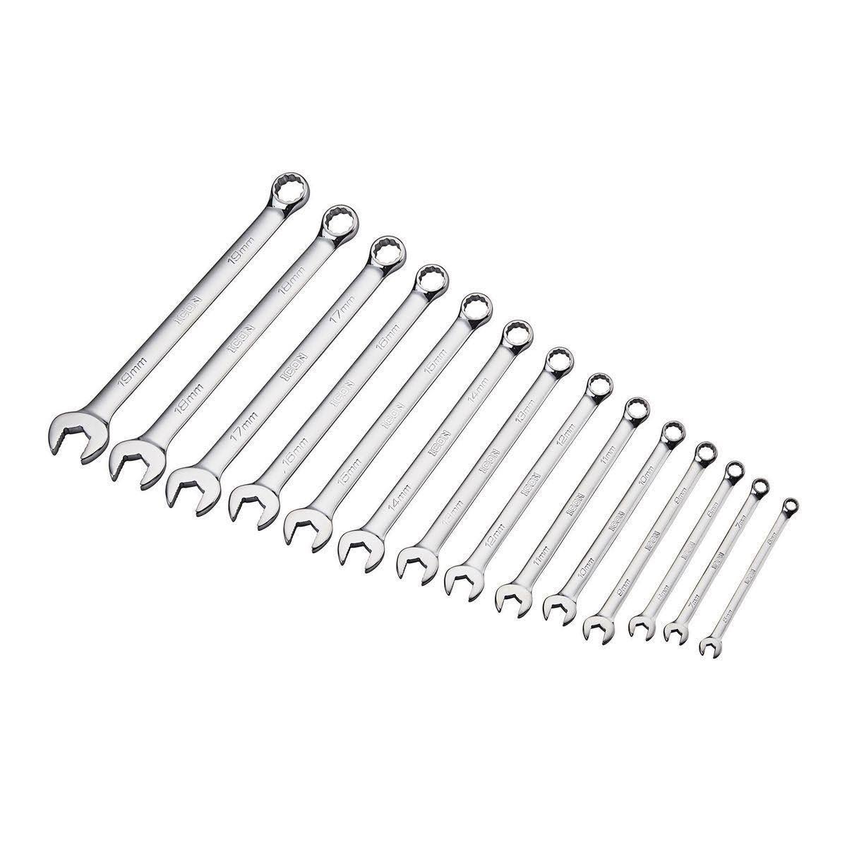 Icon Anti-Slip Grip Professional Metric Combination Wrench Set 14 Piece 64712