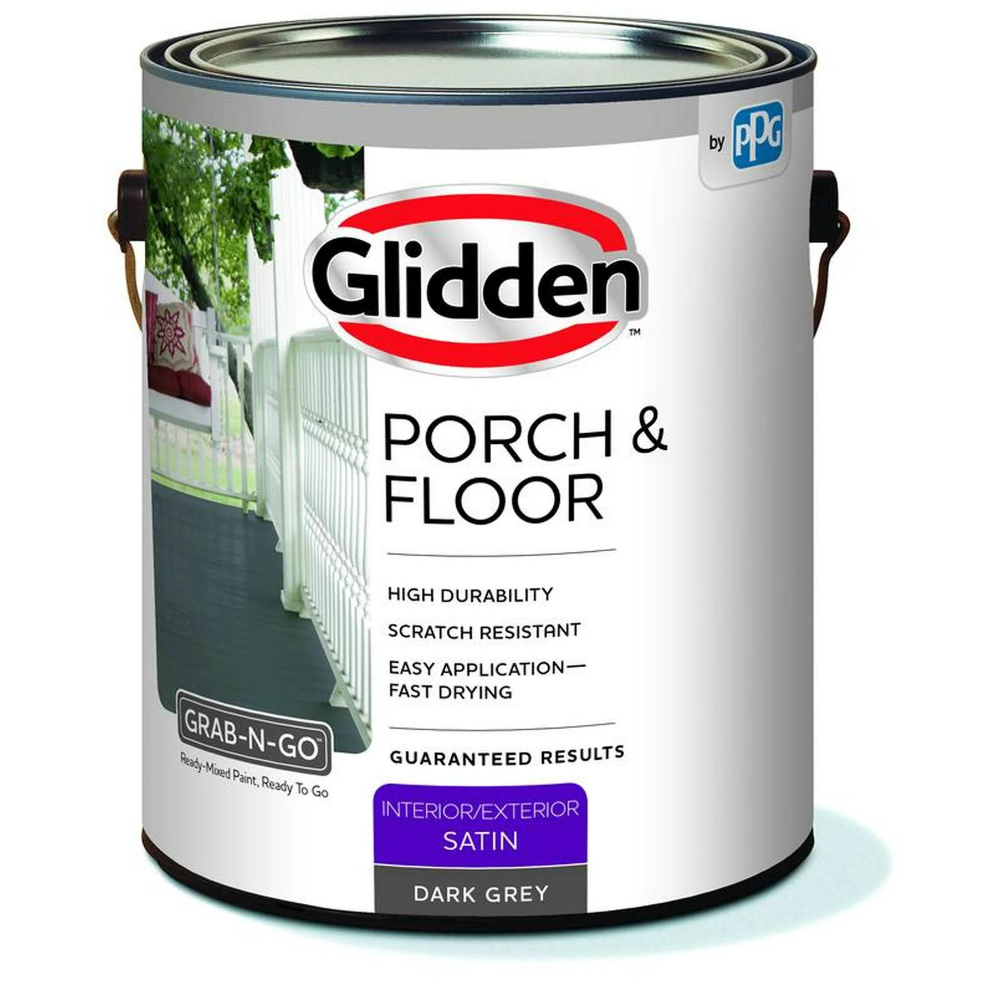 Glidden Grab-N-Go Porch & Floor Satin Dark Grey Paint & Primer 1 Gal