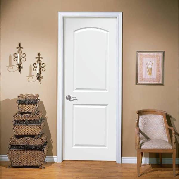 Masonite 30 in. x 80 in. Roman Smooth 2-Panel Round Top Hollow Core Primed Composite Interior Door Slab 11093