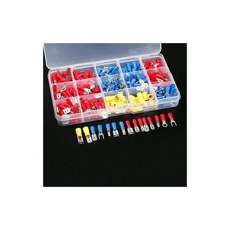 PONFY 280 Pcs Insulated Wire Electrical Connectors Assortment- Fork, Ring, Spade, Quick Disconnect- Crimp Marine Automotive Cable Terminals 1YDB2005