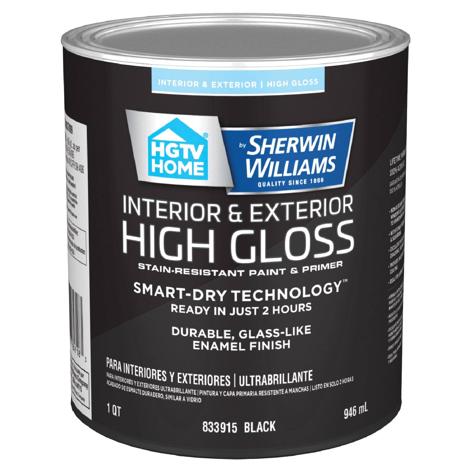 HGTV Home by Sherwin-Williams Black Water-Based Door and Trim Paint (1-quart)