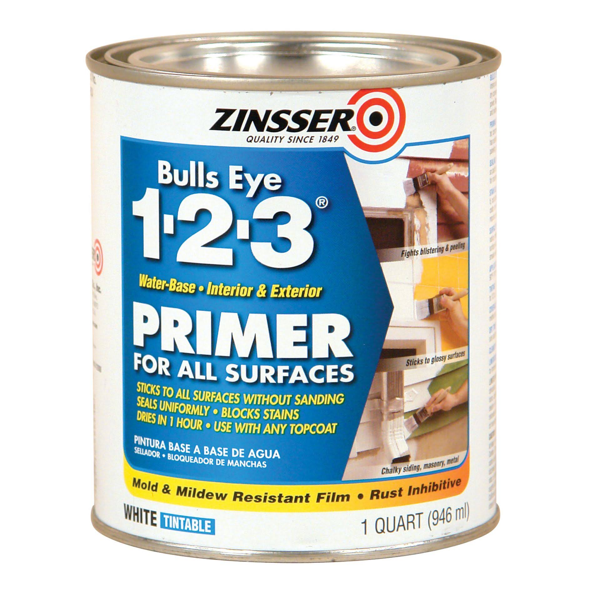 Zinsser Bulls Eye 1-2-3 Primer, White (Tintable)- 1 qt can