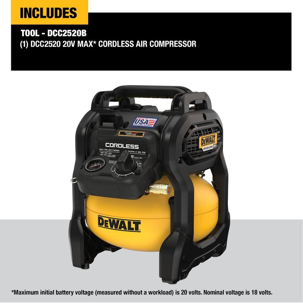 DeWalt 20V Max 2.5 gal. Brushless Cordless Air Compressor (Tool Only) DCC2520B