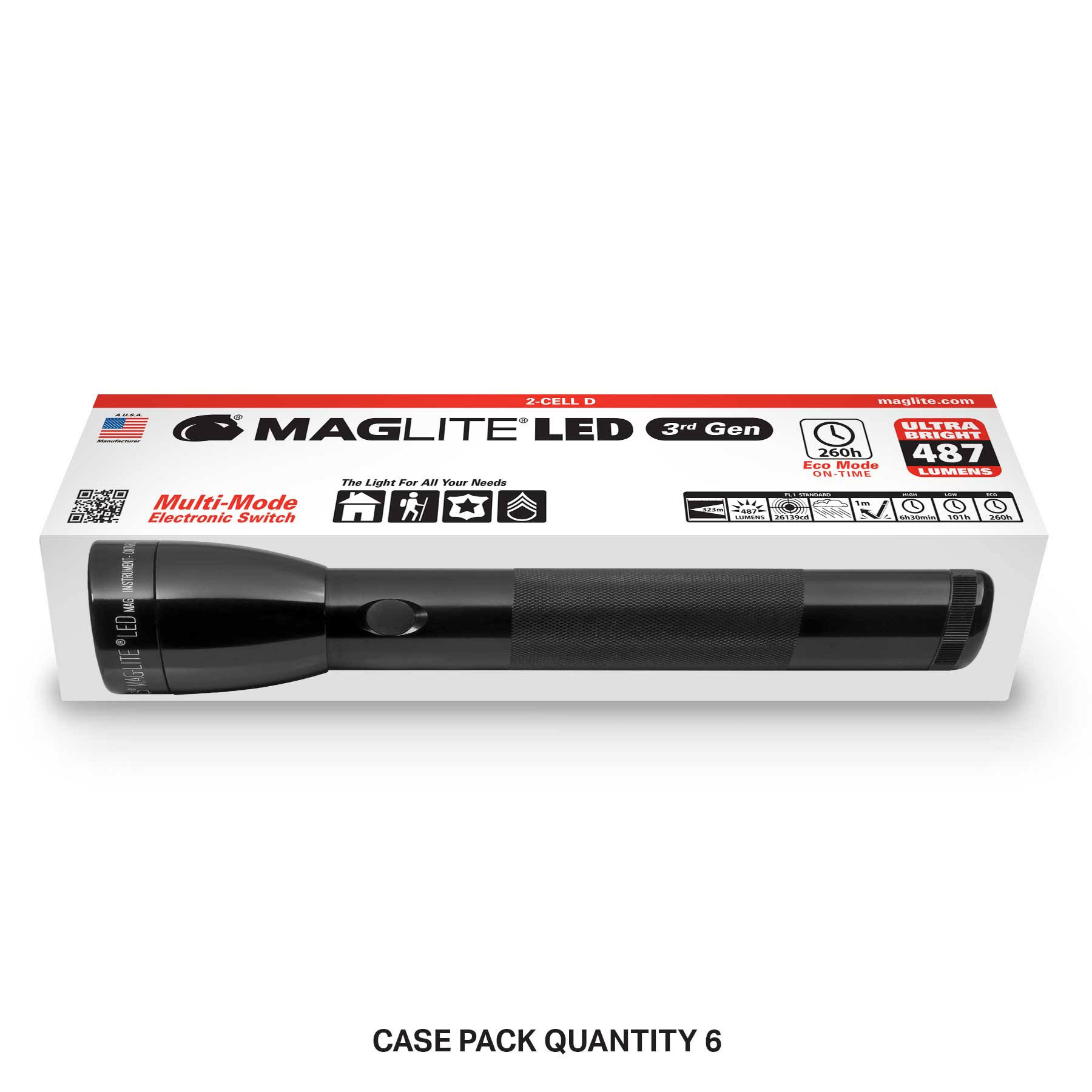 Maglite 2 Cell D Flashlight- Red