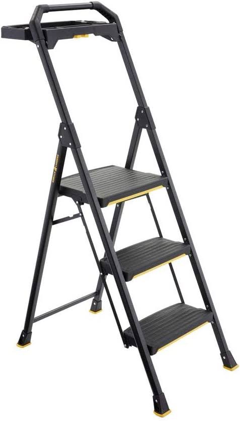 Gorilla Ladders GLHD-3T 3-Step Pro-Grade Steel Project Ladder, 300 lbs. Load Capacity Type iA Duty Rating