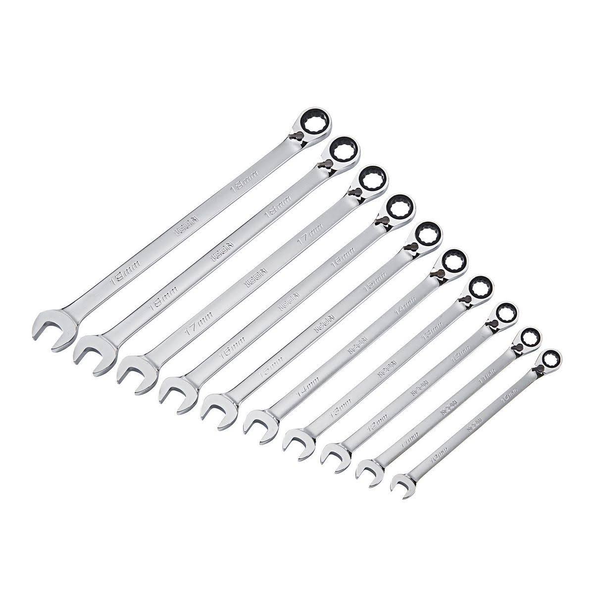 Icon Metric Professional Ratcheting Combination Wrench Set 10 Piece