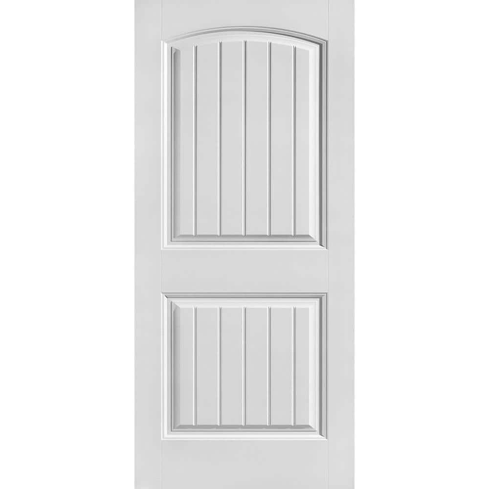 Masonite 36 in. x 80 in. 2 Panel Cheyenne Smooth Camber Top Plank Hollow Core Primed Composite Interior Door Slab, Primed White