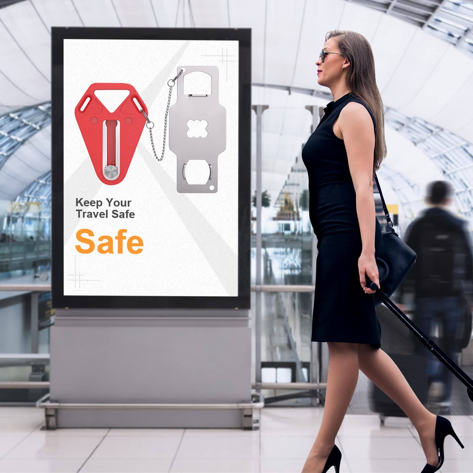 Portable Door Lock Home Security, Upgraded Strong Multi Size Travel Lock for A