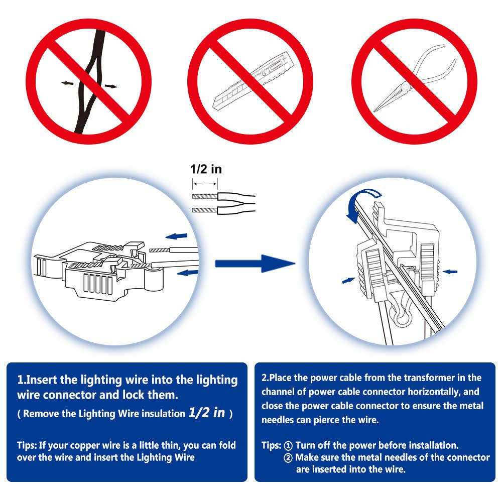 Low Voltage Wire Connectors Landscape Lighting Connector 12-18 Gauge UL Listed Cable Splice Connector Waterproof for Landscape Lighting/Pathway