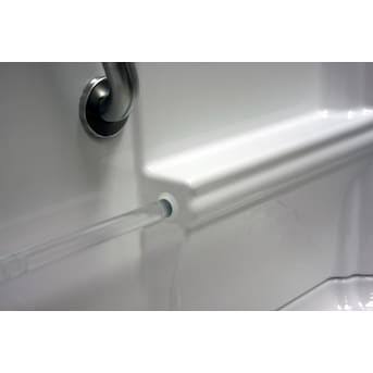 Laurel Mountain Almedia Low Threshold White 4-Piece 30-in x 60-in x 74-in Base/Wall Alcove Shower Kit with Integrated Seat (Left Drain) Drain Included