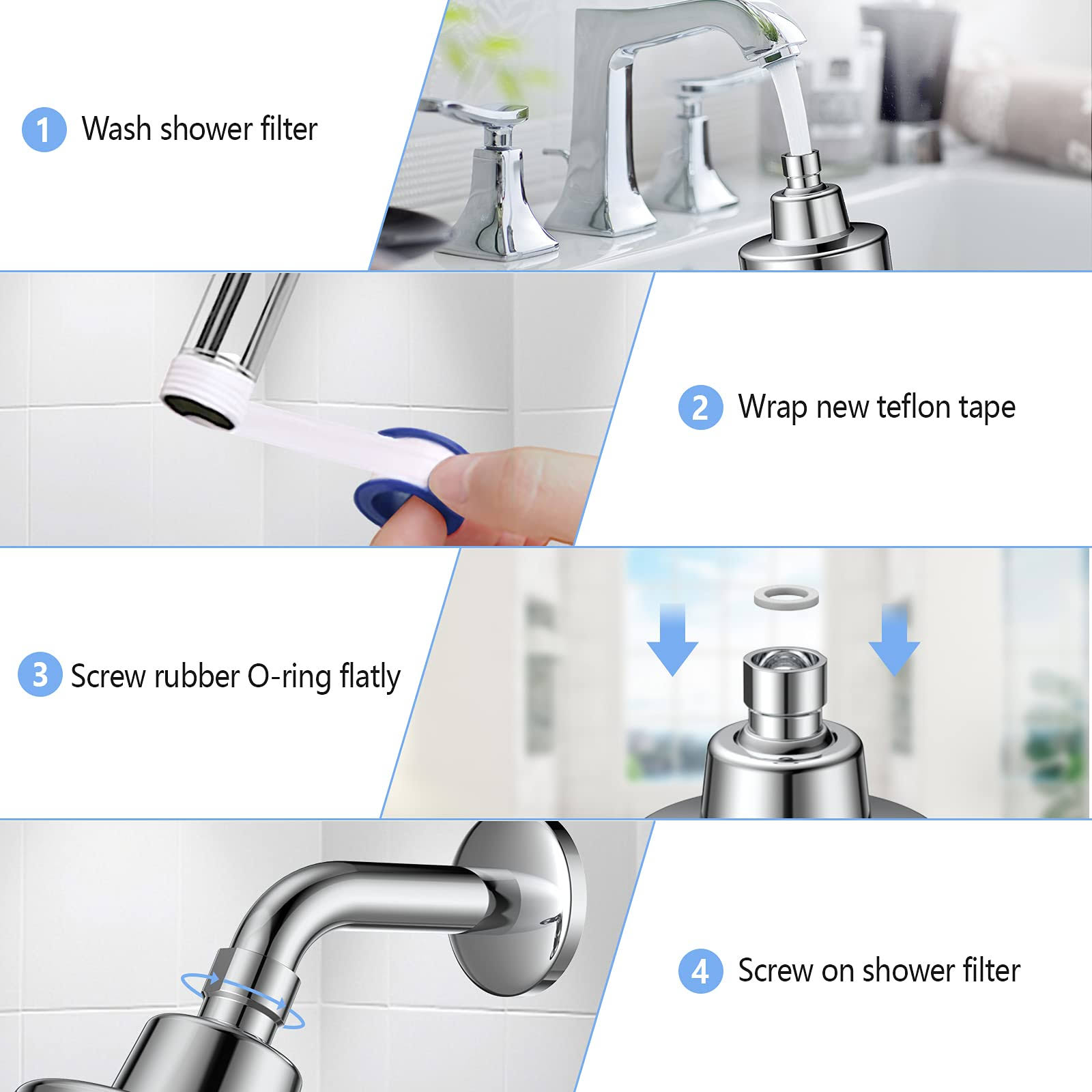 MXBOLD Filtered Shower Head, 3 Modes High Pressure Shower Head with 15 Stage Hard Water Shower Filter Cartridge for Remove Chlorine and Harmful