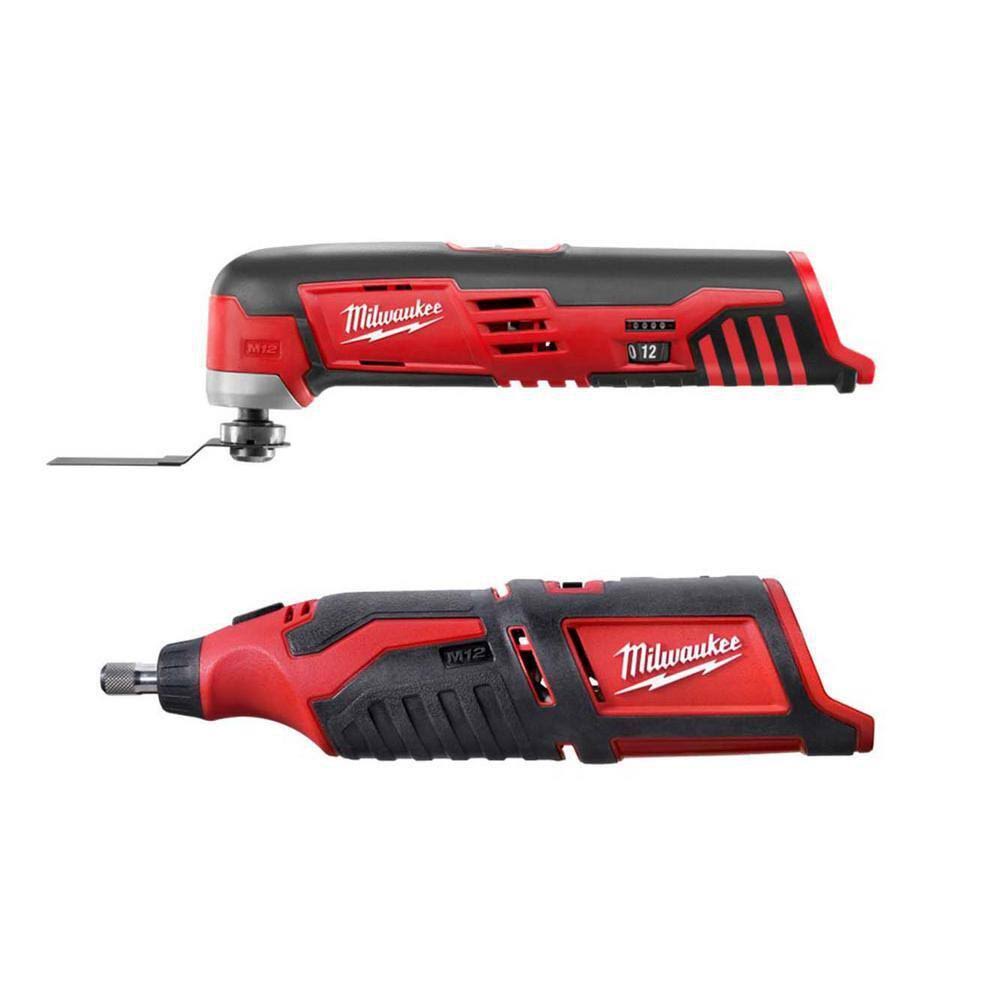 Milwaukee 2426-20-2460-20 M12 12-Volt Lithium-Ion Cordless Oscillating Multi-Tool with M12 12-Volt Lithium-Ion Cordless Rotary Tool