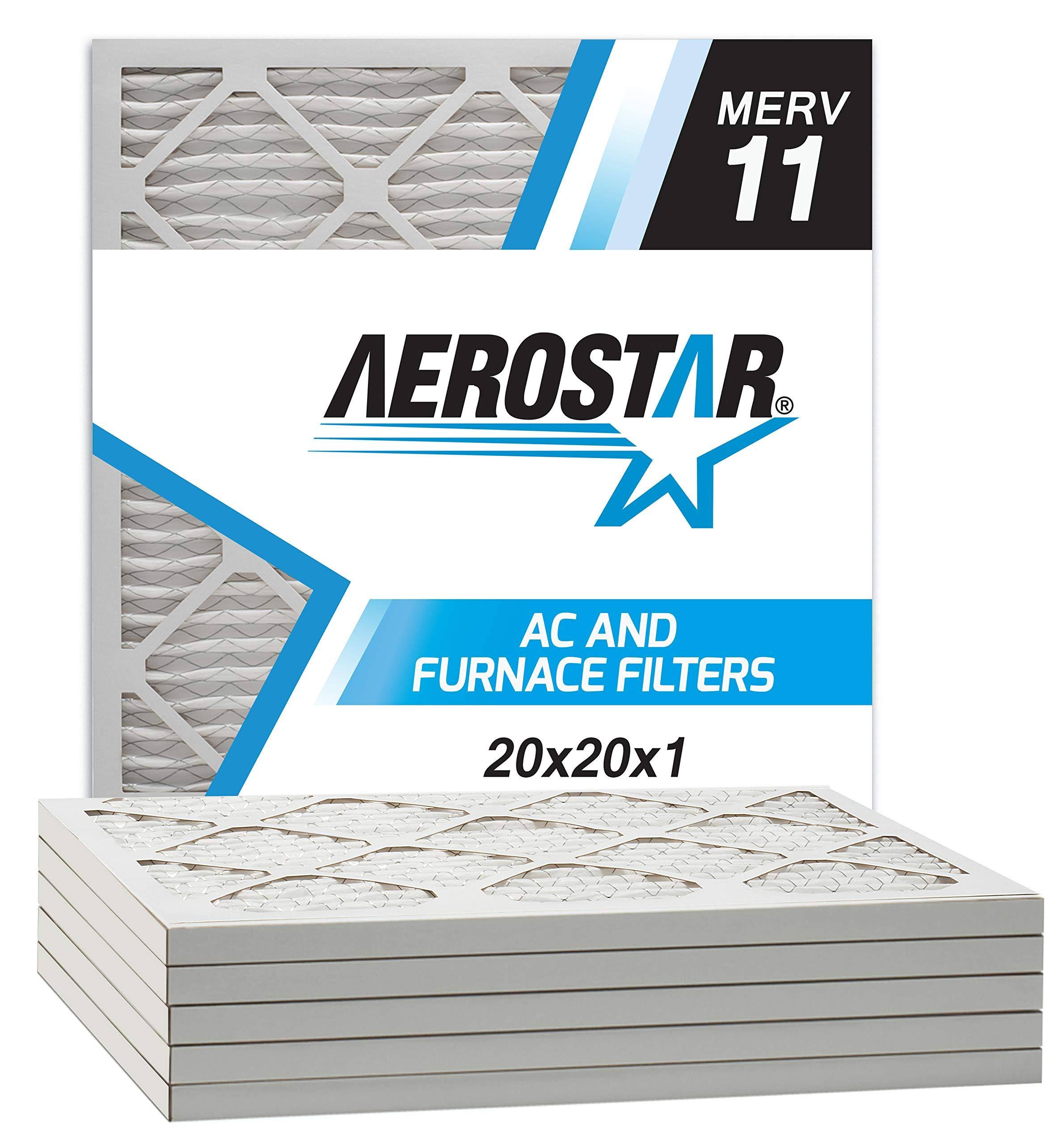 Aerostar 20x20x1 MERV 11 Pleated Air Filter Made in The USA 6-Pack