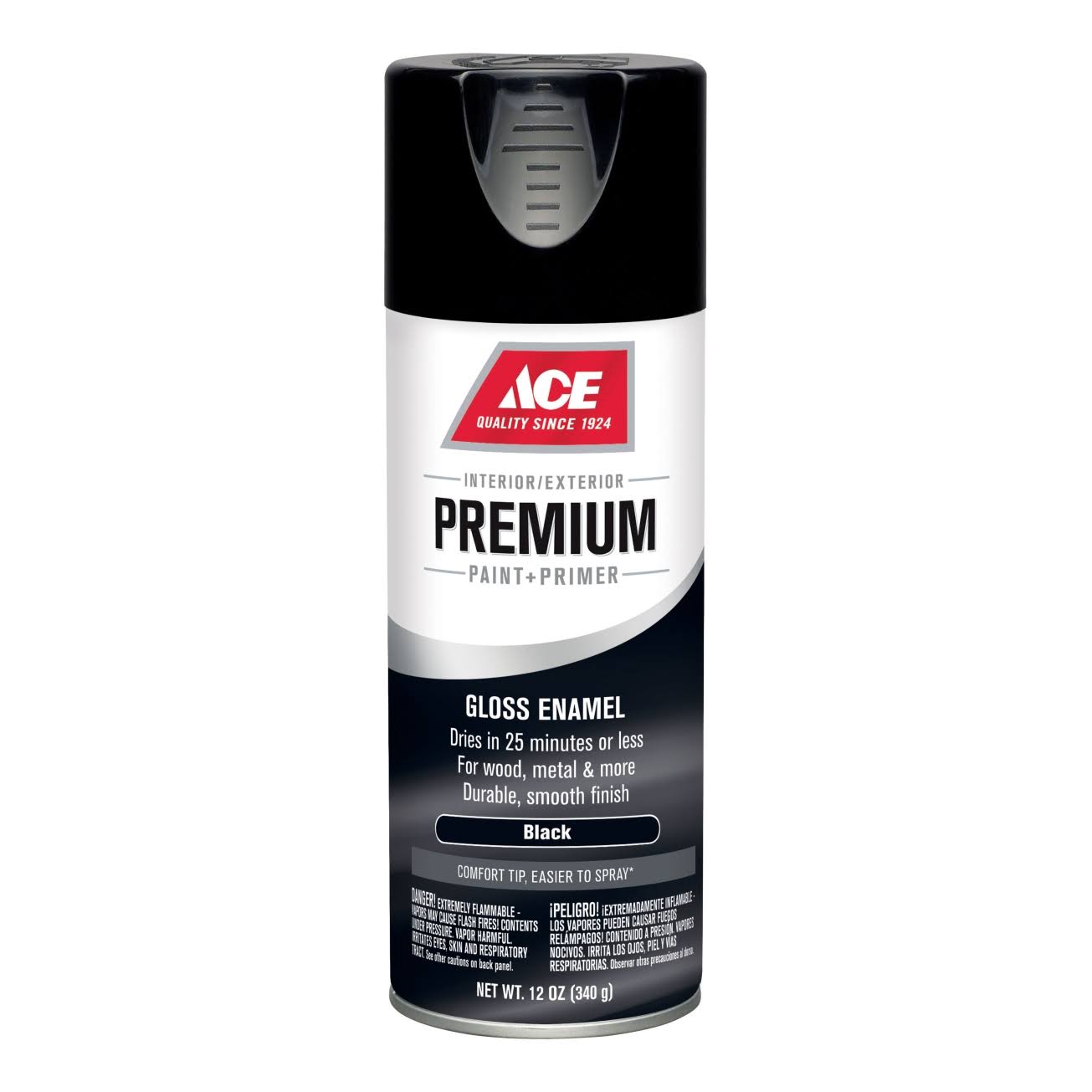 Ace Premium Gloss Black Enamel Spray Paint 12 oz