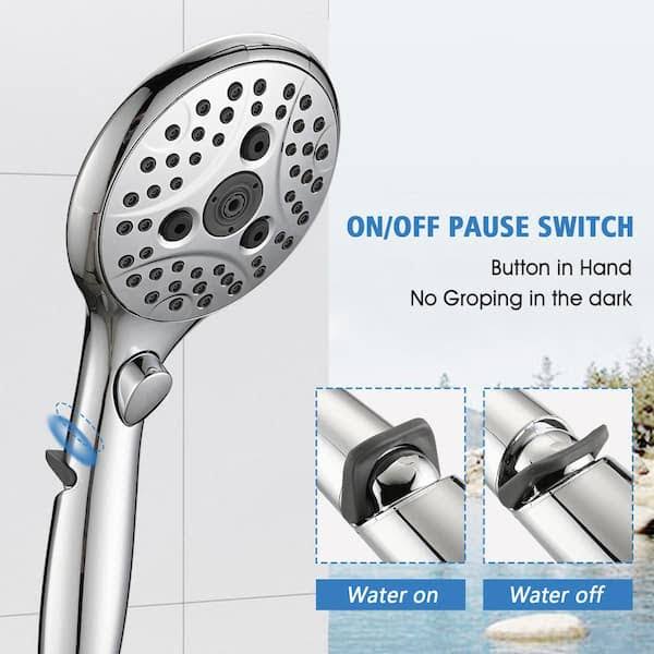 PROOX 5.31 in. Lift-Up Diverter Tub Spout with 6-Spray Handheld Shower in Chrome, Grey