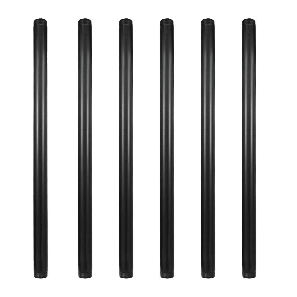 GeilSpace 6 Pack 3/4' Pre-Cut Black Metal Pipe, Industrial Steel Fits Standard Half inch Black Threaded Pipes and Fittings- Vintage DIY Industrial Sh 246-47