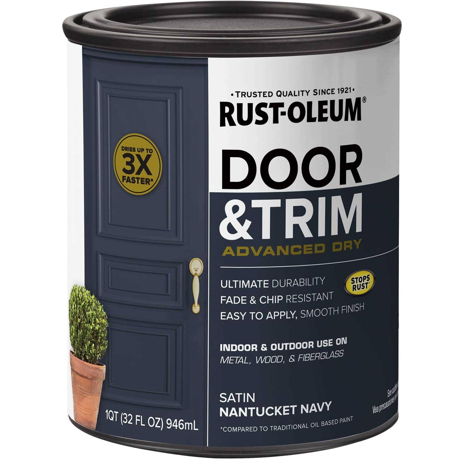 Rust-Oleum Stops Rust 1 qt. Satin Nantucket Navy Door and Trim Paint